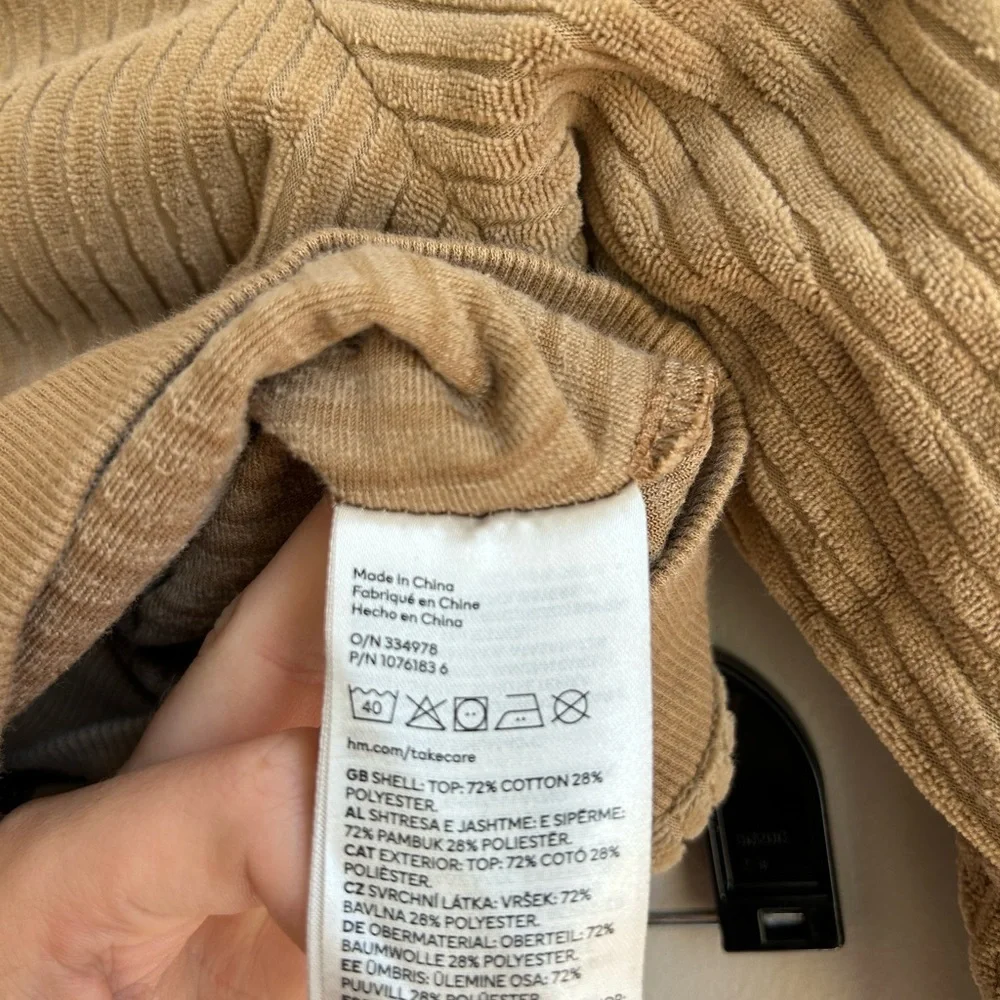 H&M Tan Ribbed Sweatset 2T Scandi Neutral Minimalist Streetwear Y2K Cozy